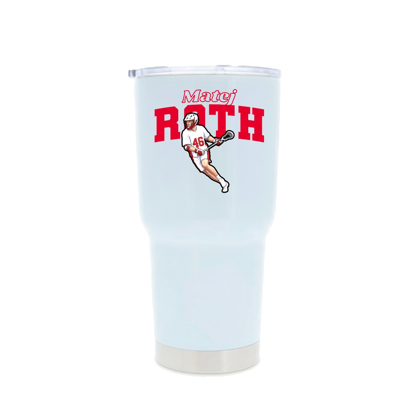 30oz Stainless Steel Tumbler — Name Arch in White