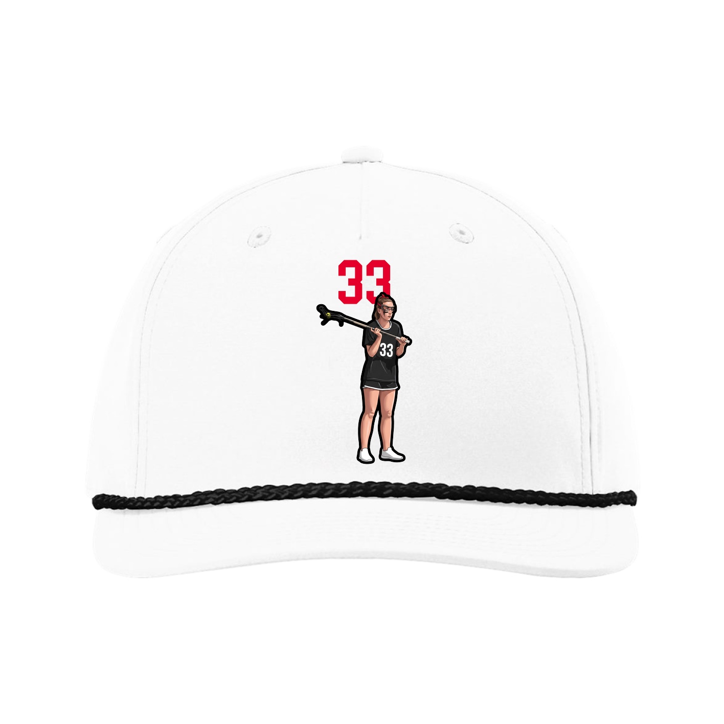 Five-Panel Classic Rope Cap — Number Top in White