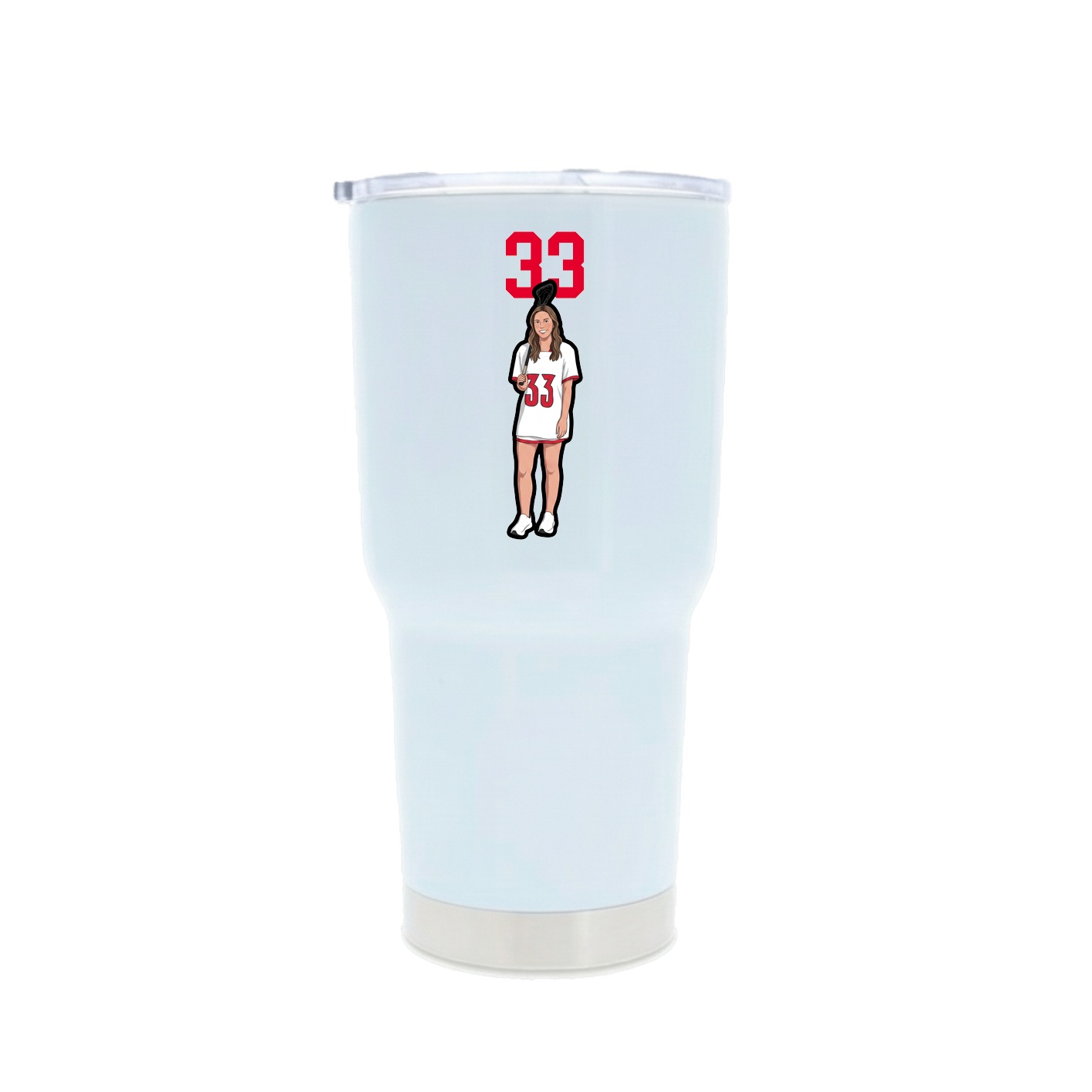 30oz Stainless Steel Tumbler — Number Top in White