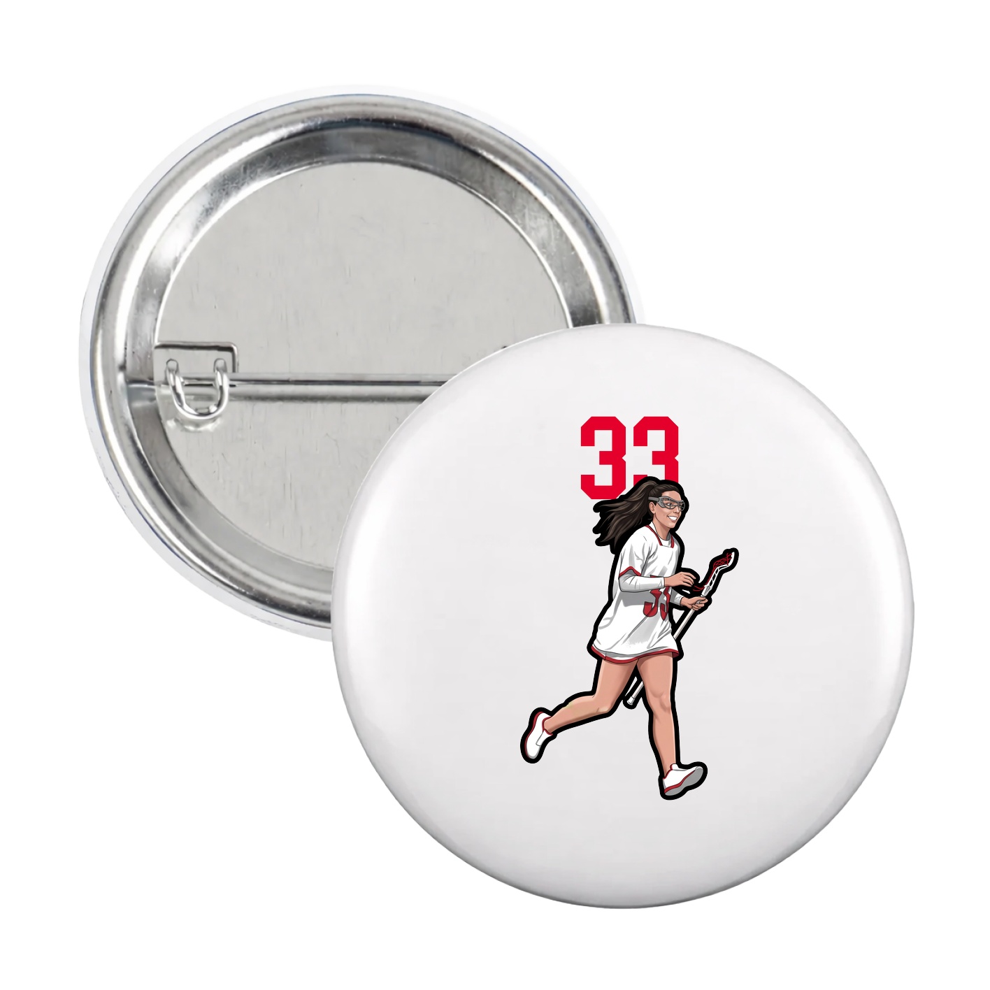 Game Day Button — Number Top in White