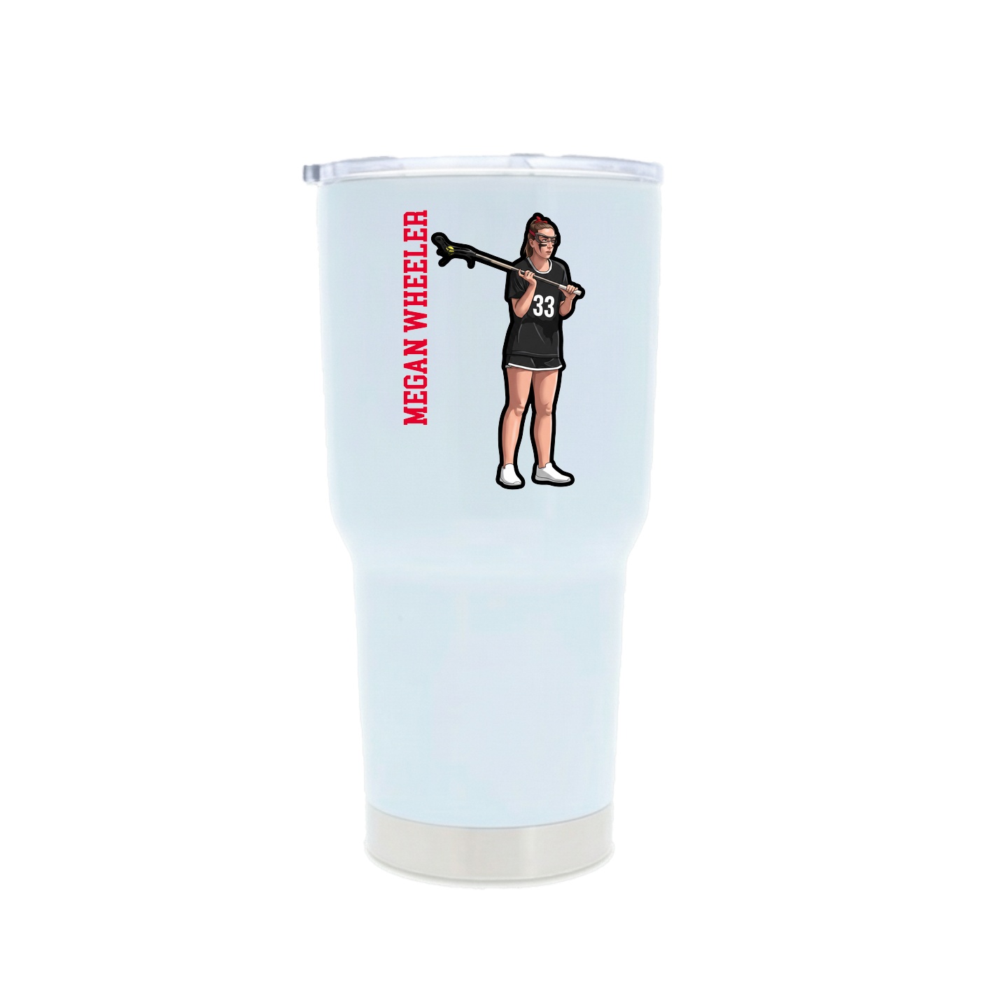 30oz Stainless Steel Tumbler — Name Vertical in White
