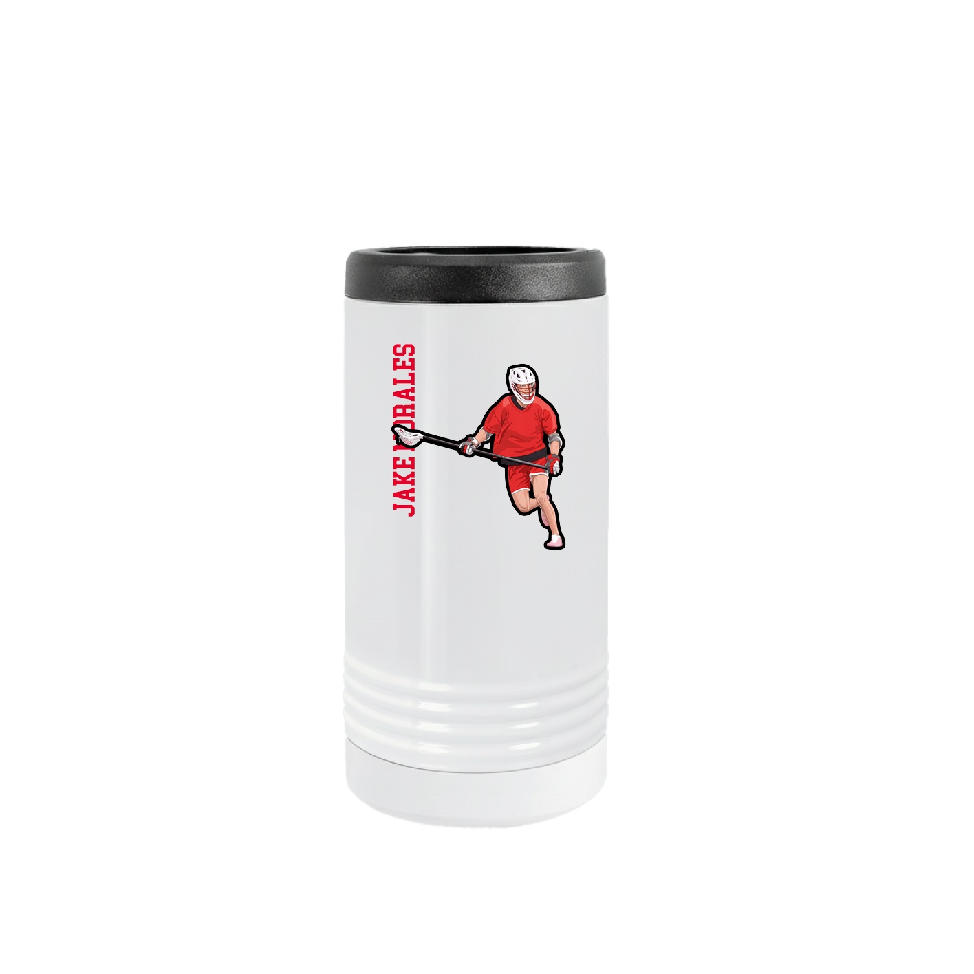 Slim Beverage Holder — Name Vertical in White
