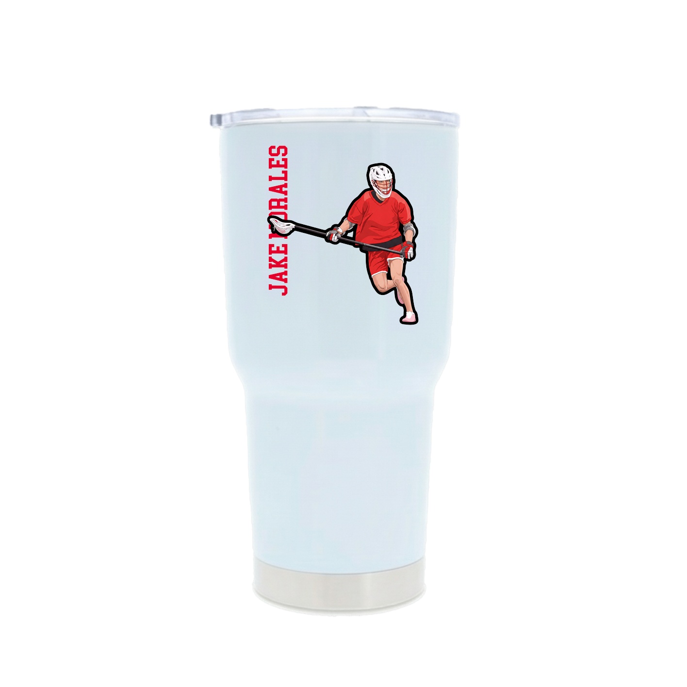 30oz Stainless Steel Tumbler — Name Vertical in White