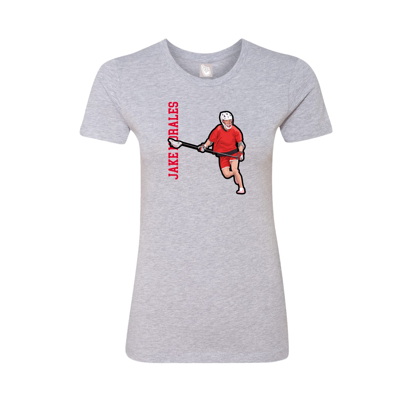 Fitted Women's Tee — Name Vertical in Grey