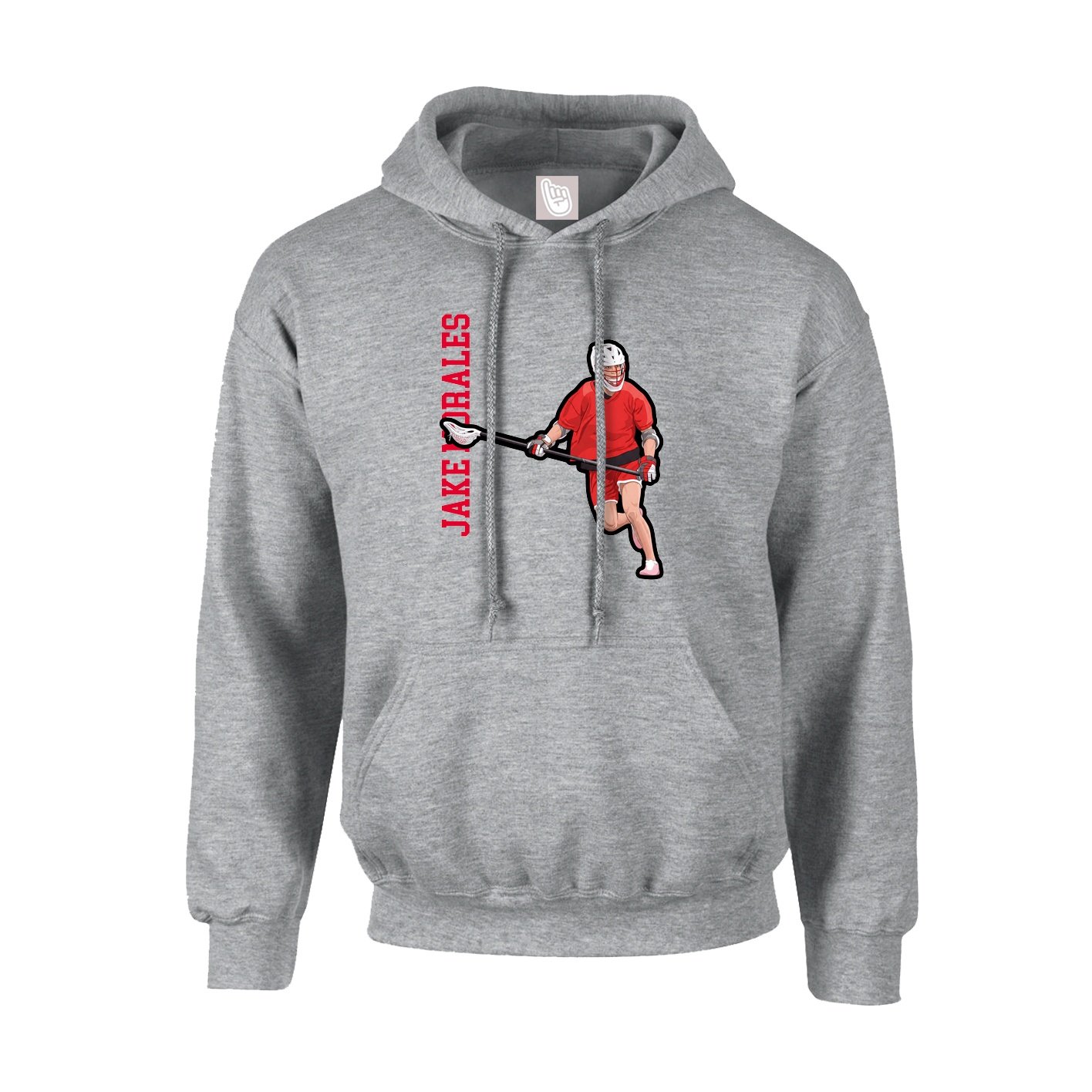 Hoodie — Name Vertical in Grey