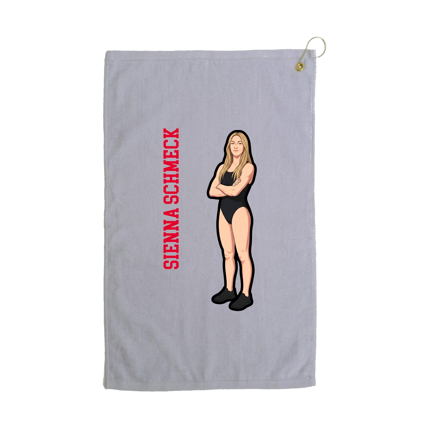 Golf Towel — Name Vertical in Grey
