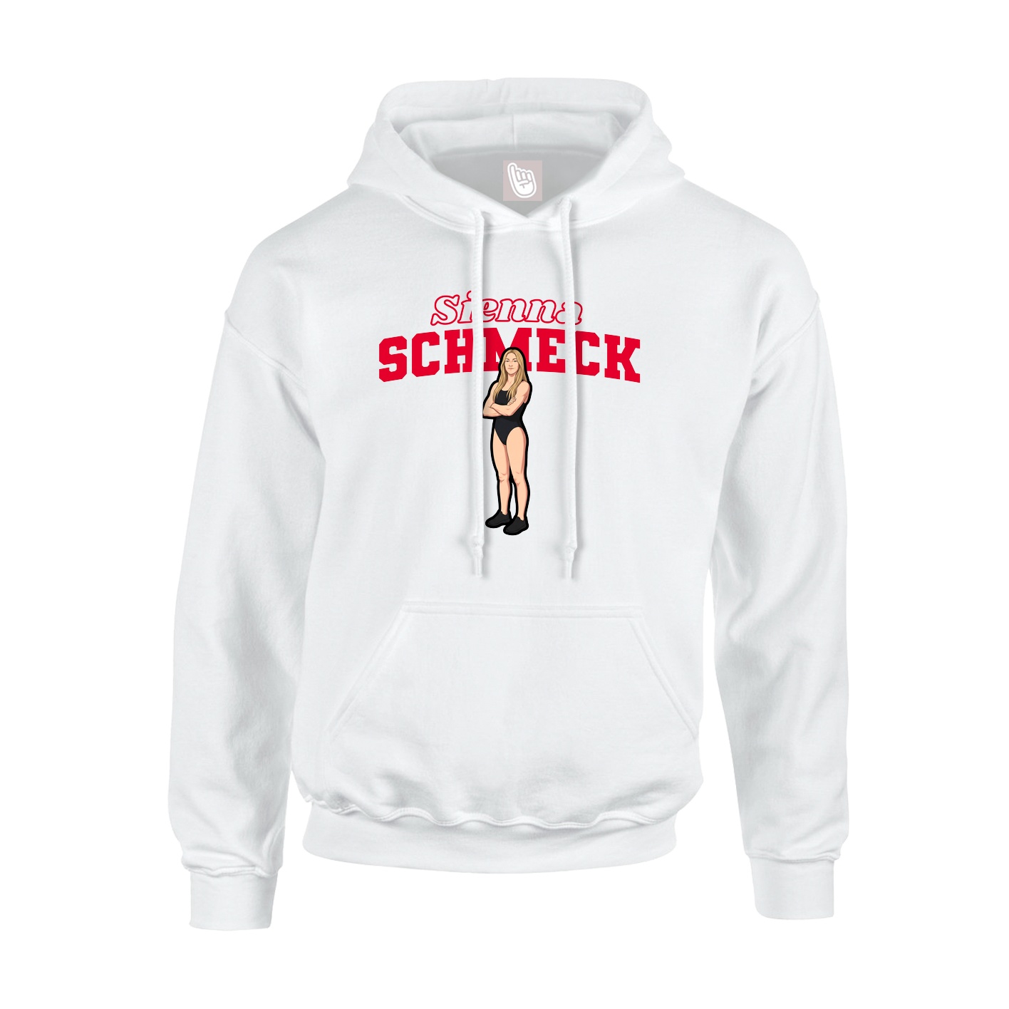 Youth Hoodie — Name Arch in White