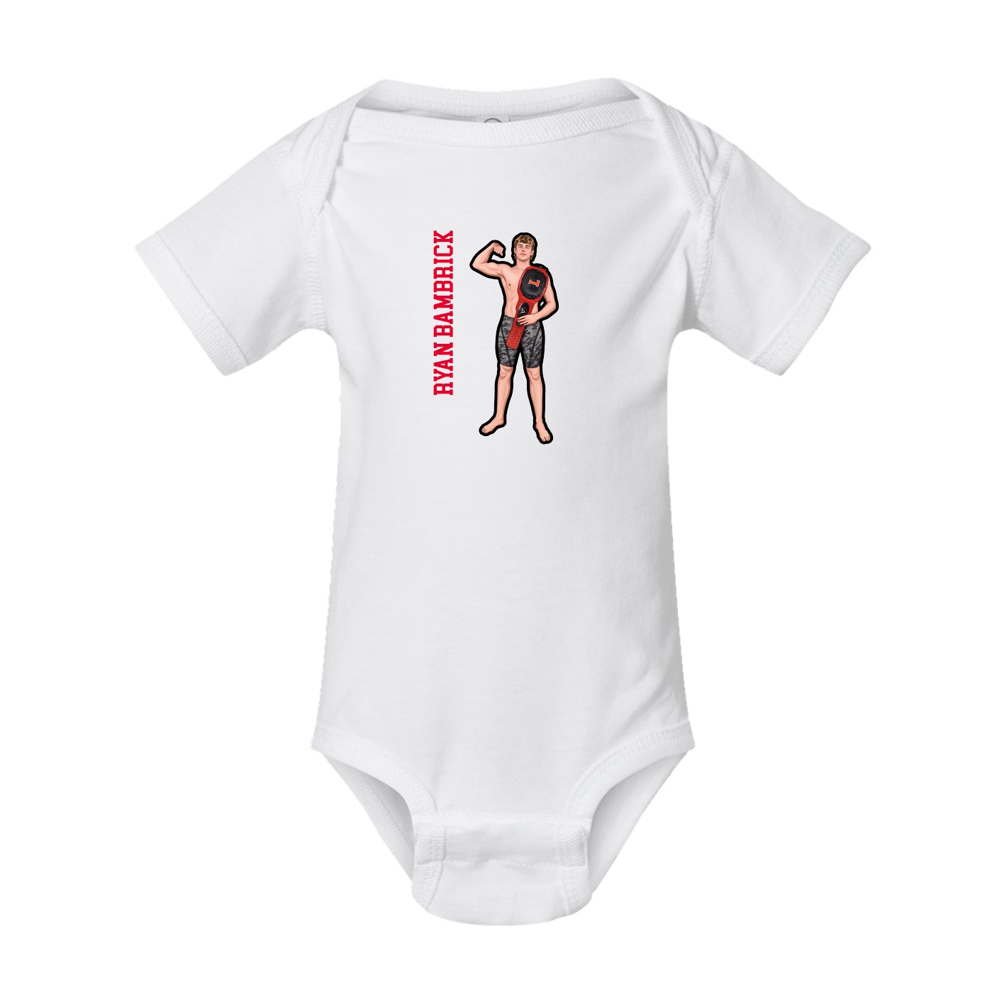 Baby Onesie — Name Vertical in White
