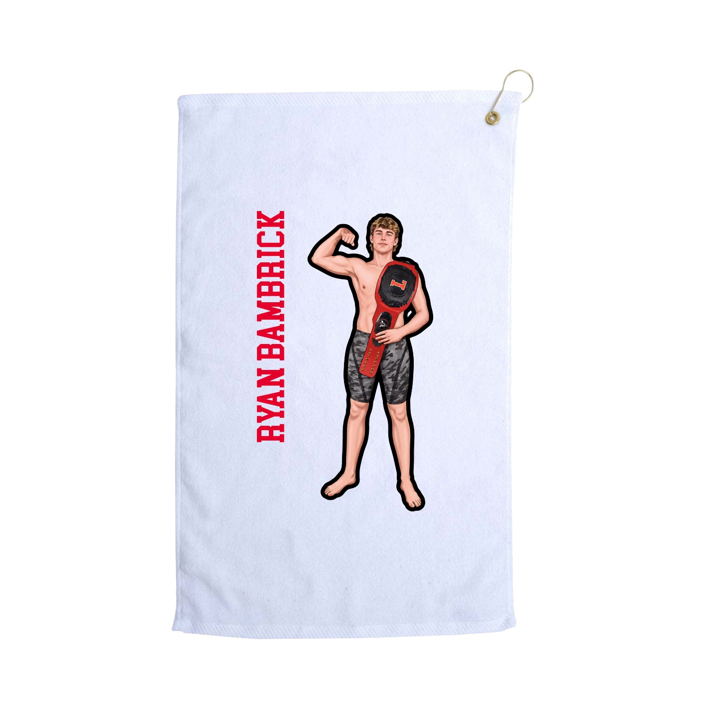 Golf Towel — Name Vertical in White
