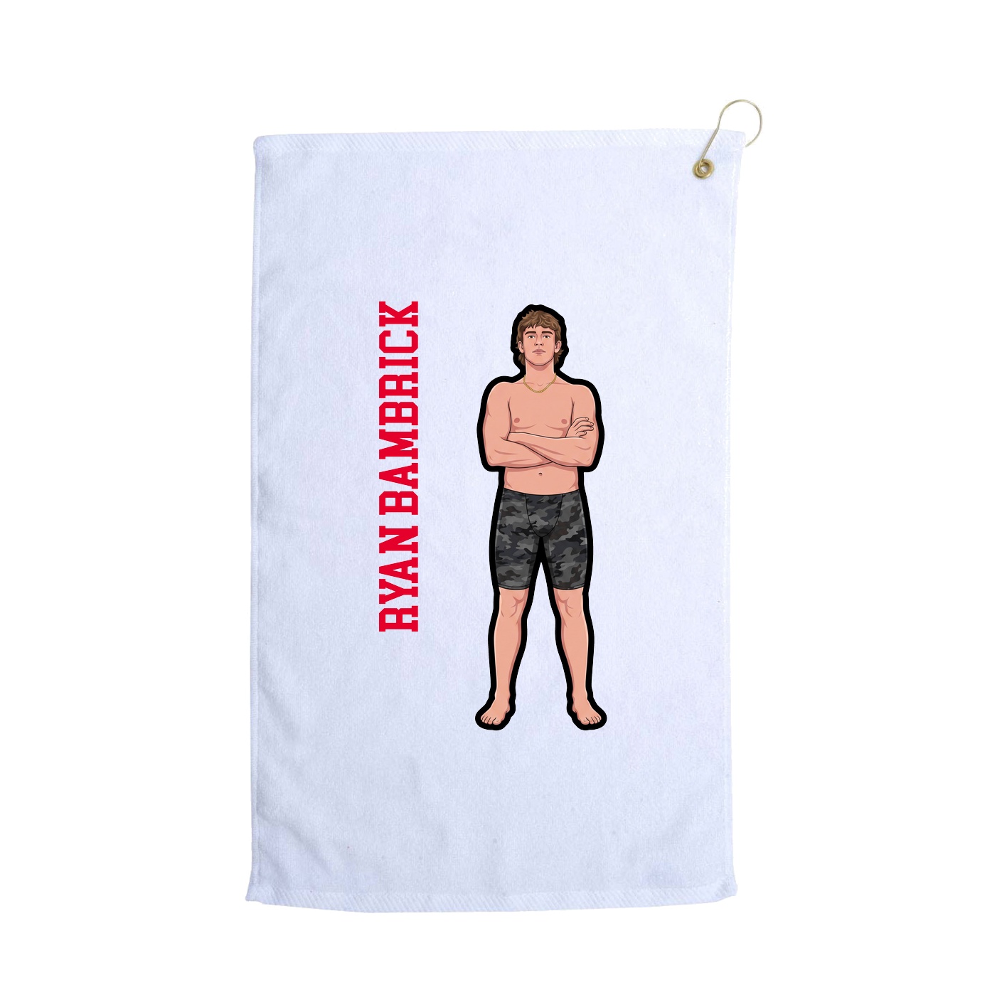 Golf Towel — Name Vertical in White