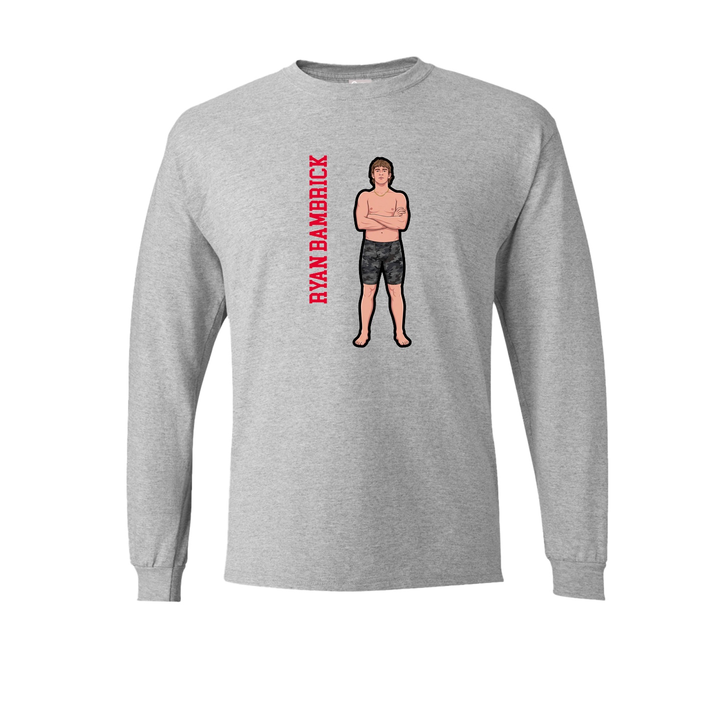 Long Sleeve Tee — Name Vertical in Grey