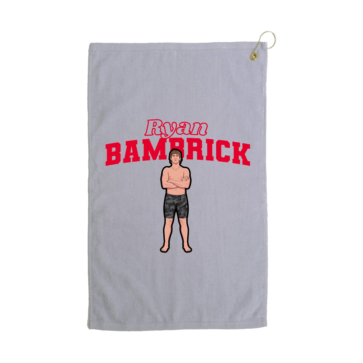 Golf Towel — Name Arch in Grey