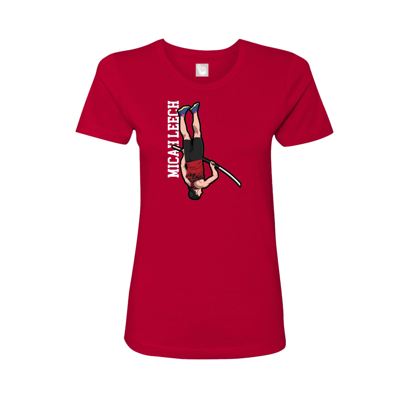 Fitted Women's Tee — Name Vertical in Red