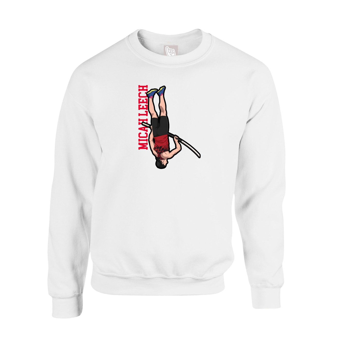 Fleece Crew — Name Vertical in White