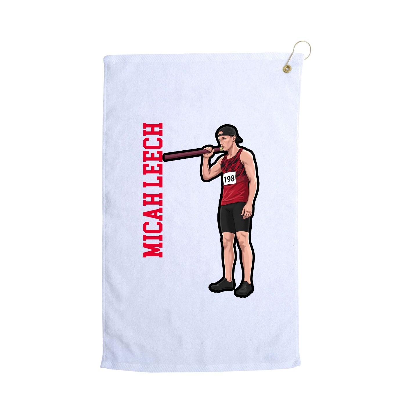 Golf Towel — Name Vertical in White