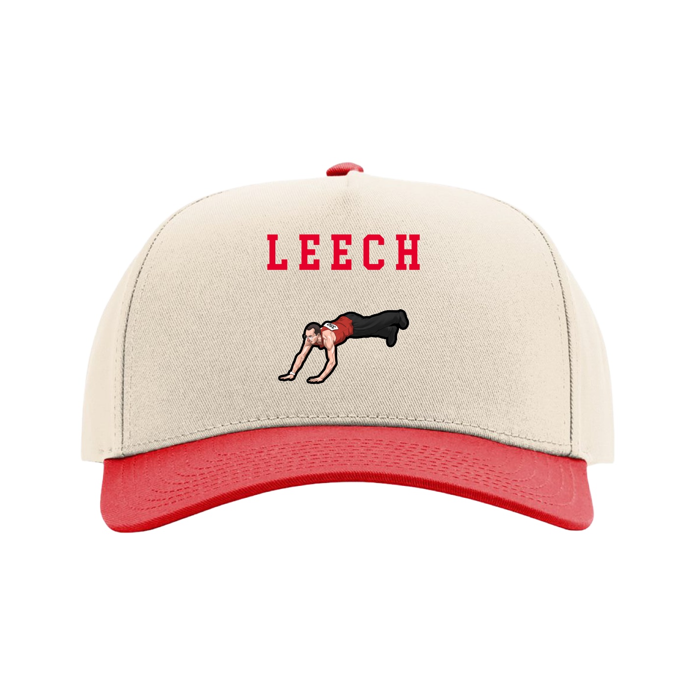 Full Fabric Five-Panel Champ Cap — Shirsey in Cream/Red