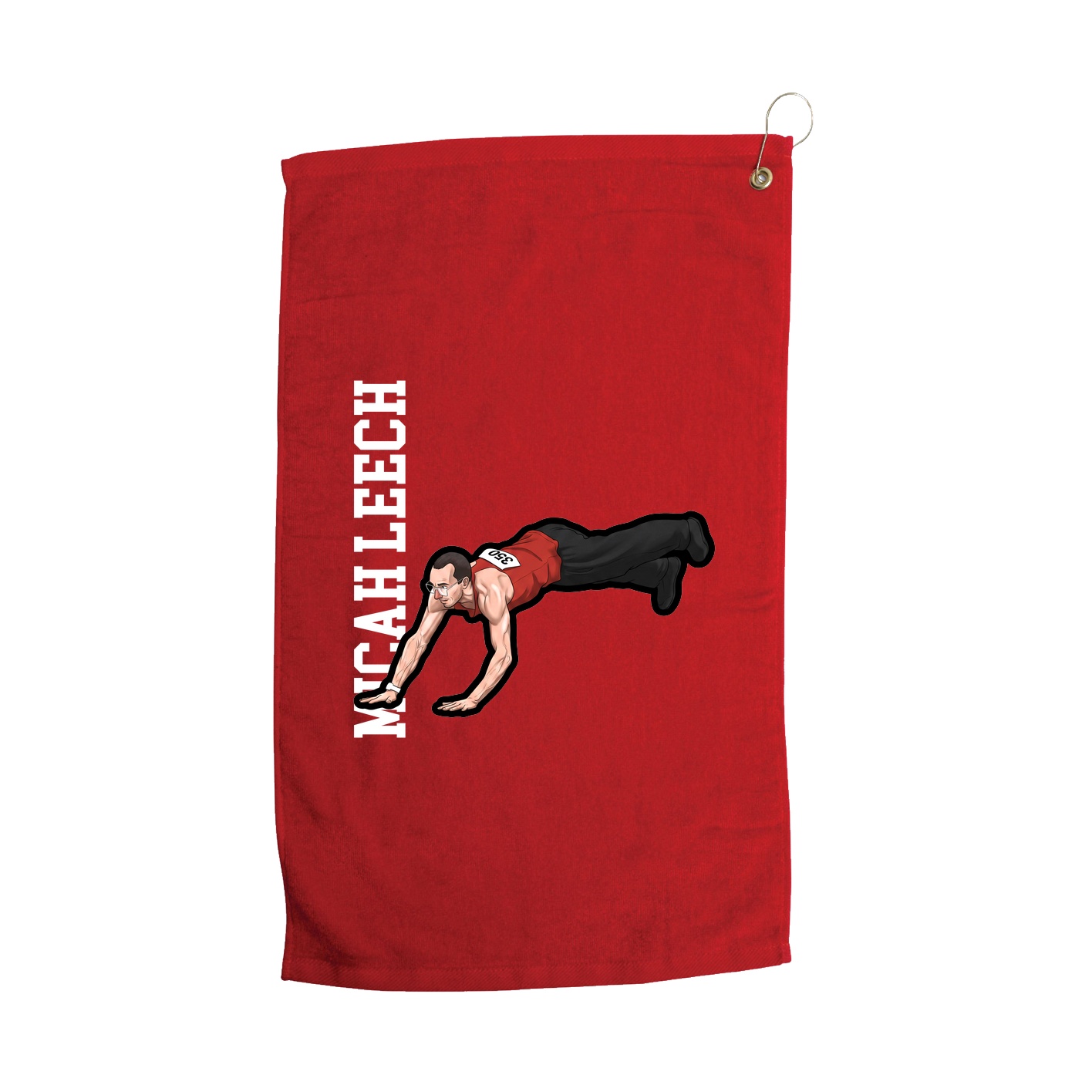 Golf Towel — Name Vertical in Red