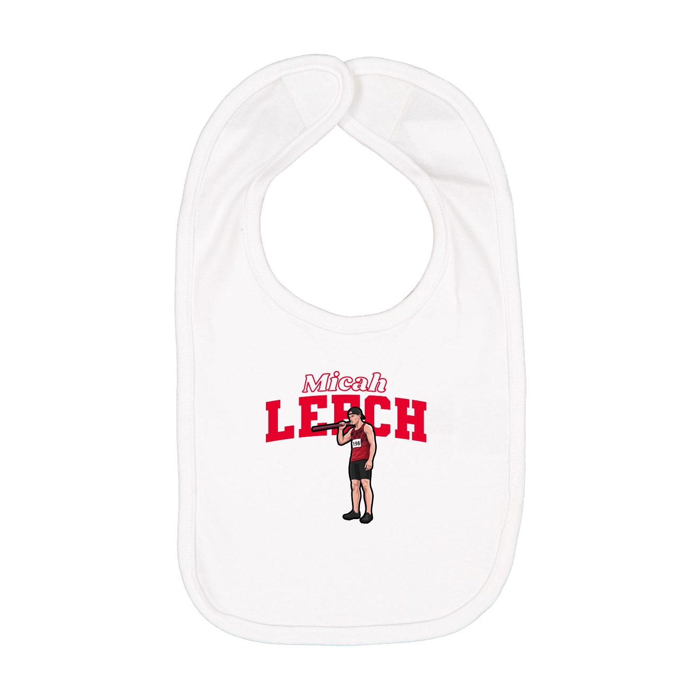 Infant Bib — Name Arch in White