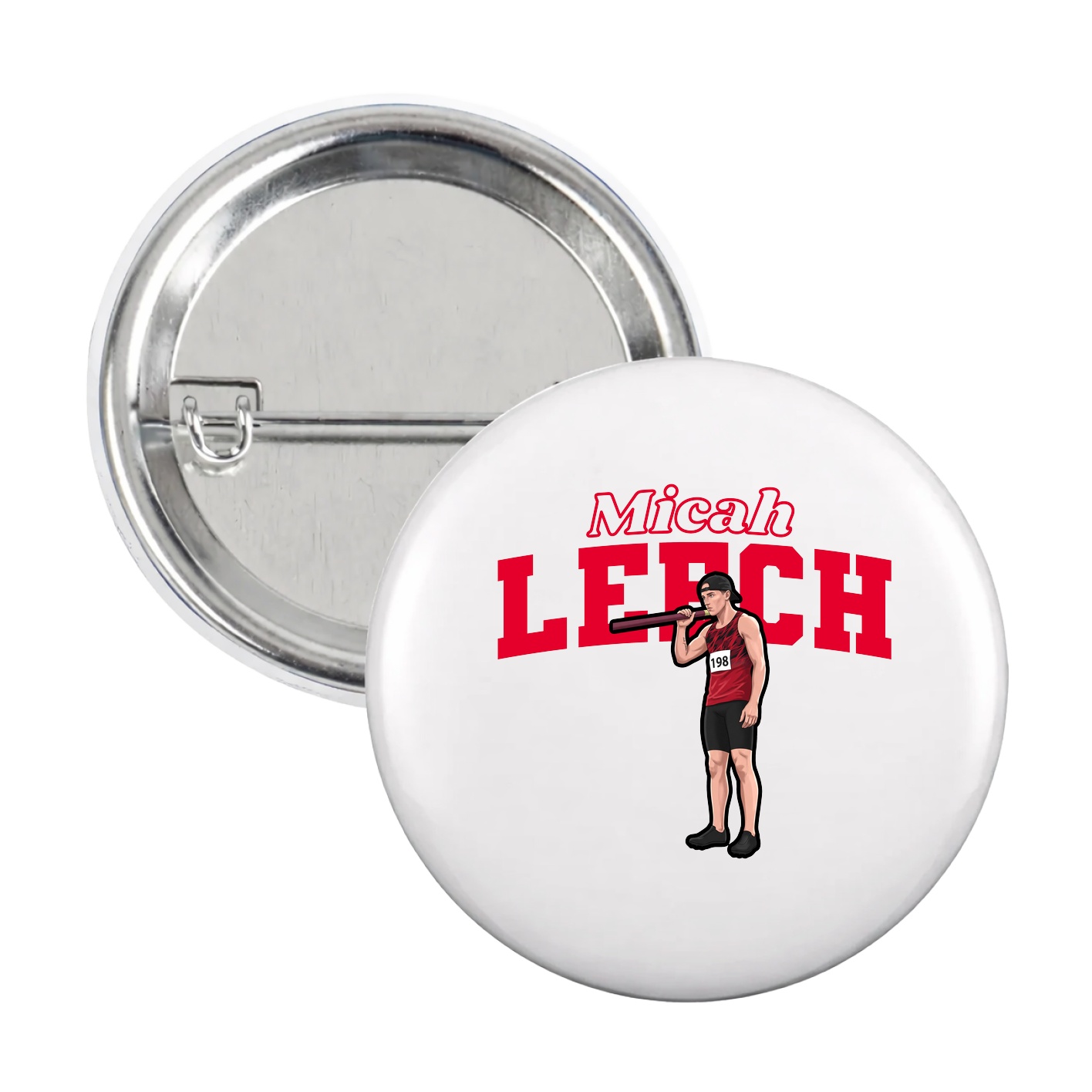 Game Day Button — Name Arch in White
