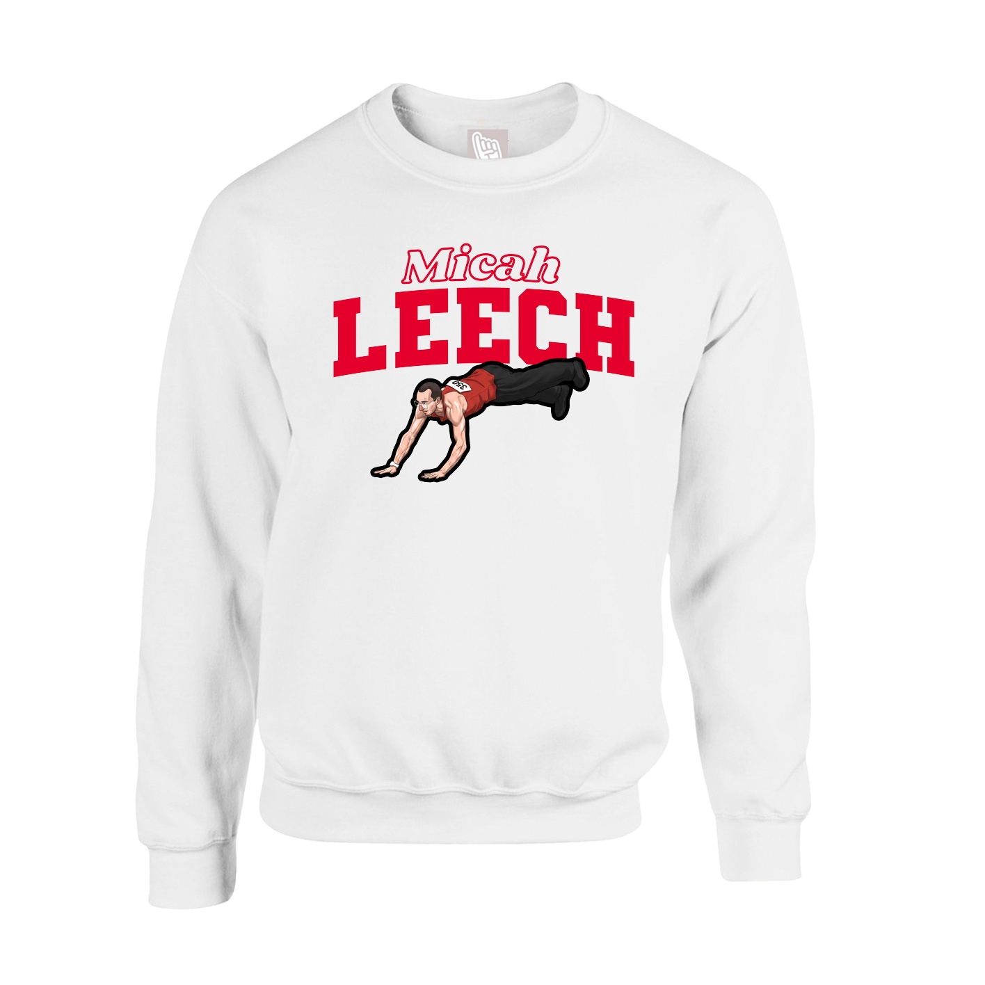 Fleece Crew — Name Arch in White