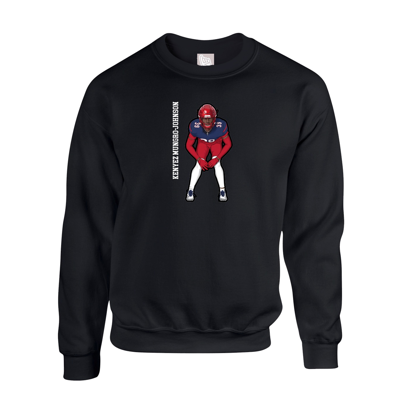 Fleece Crew — Name Vertical in Black