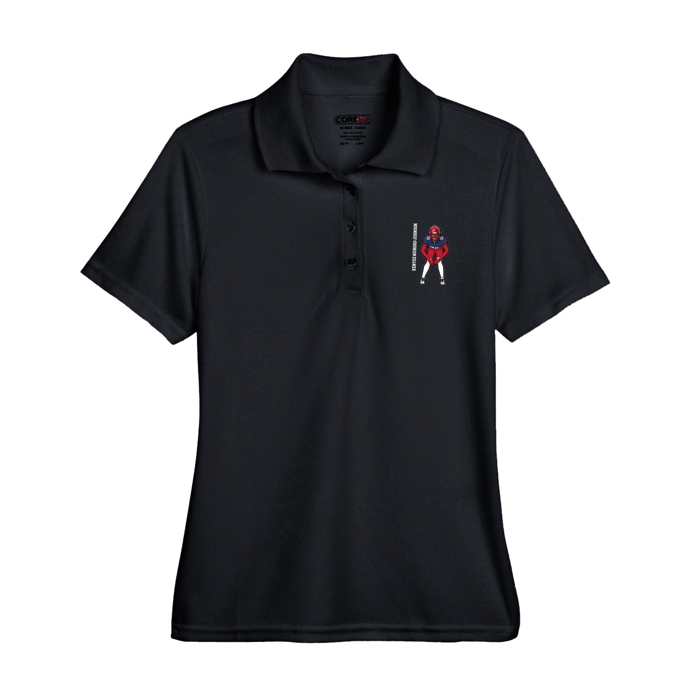 Womens Performance Polo — Name Vertical in Black