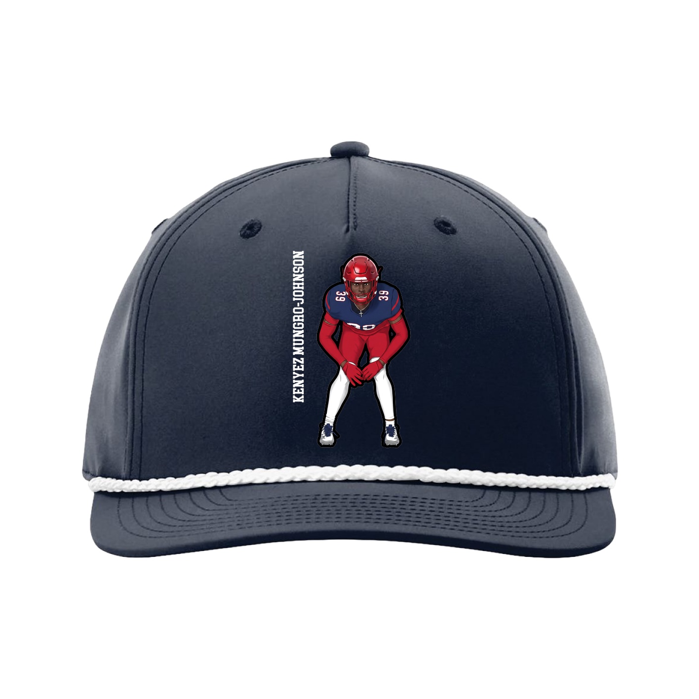 Five-Panel Classic Rope Cap — Name Vertical in Navy