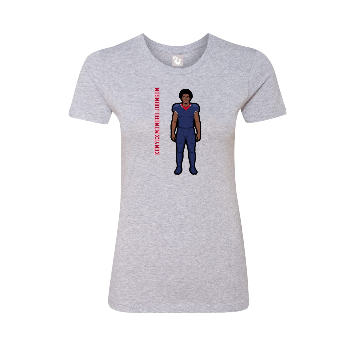 Fitted Women's Tee — Name Vertical in Grey