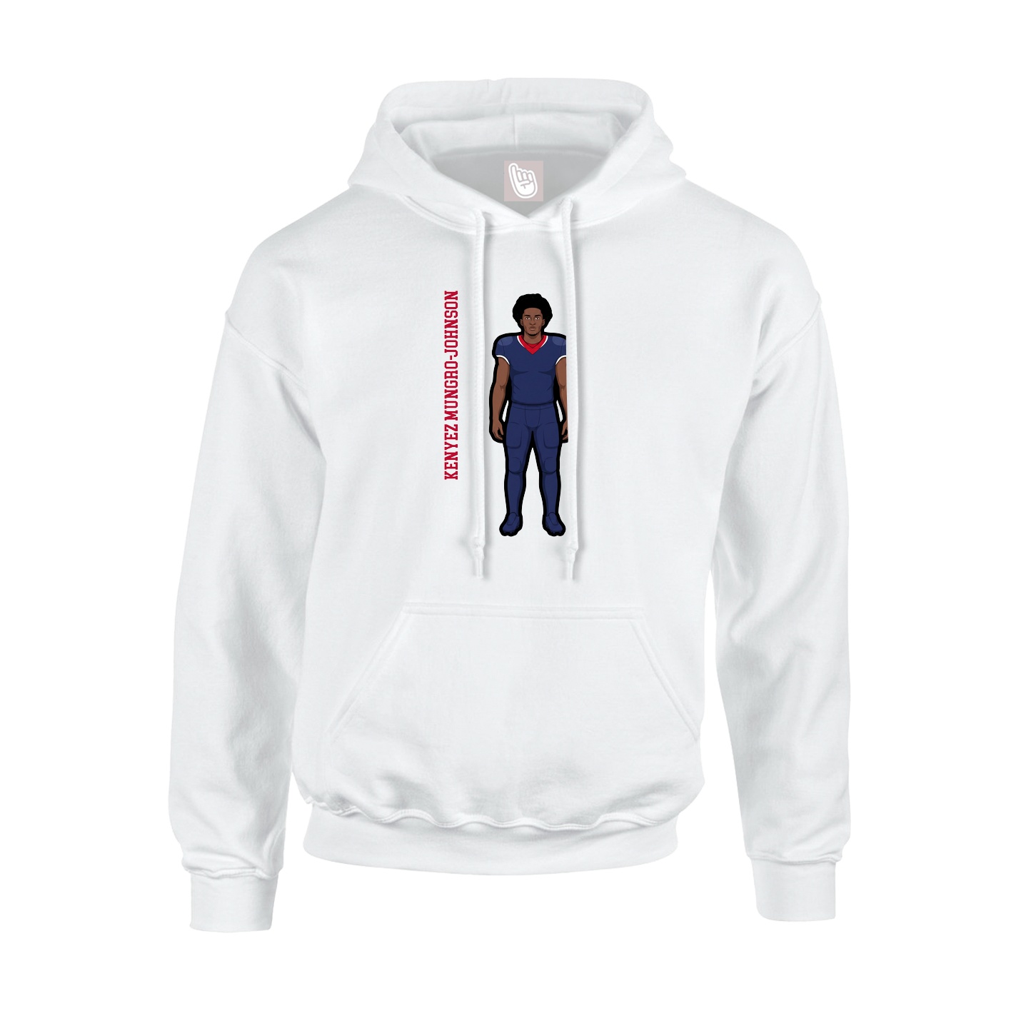 Youth Hoodie — Name Vertical in White
