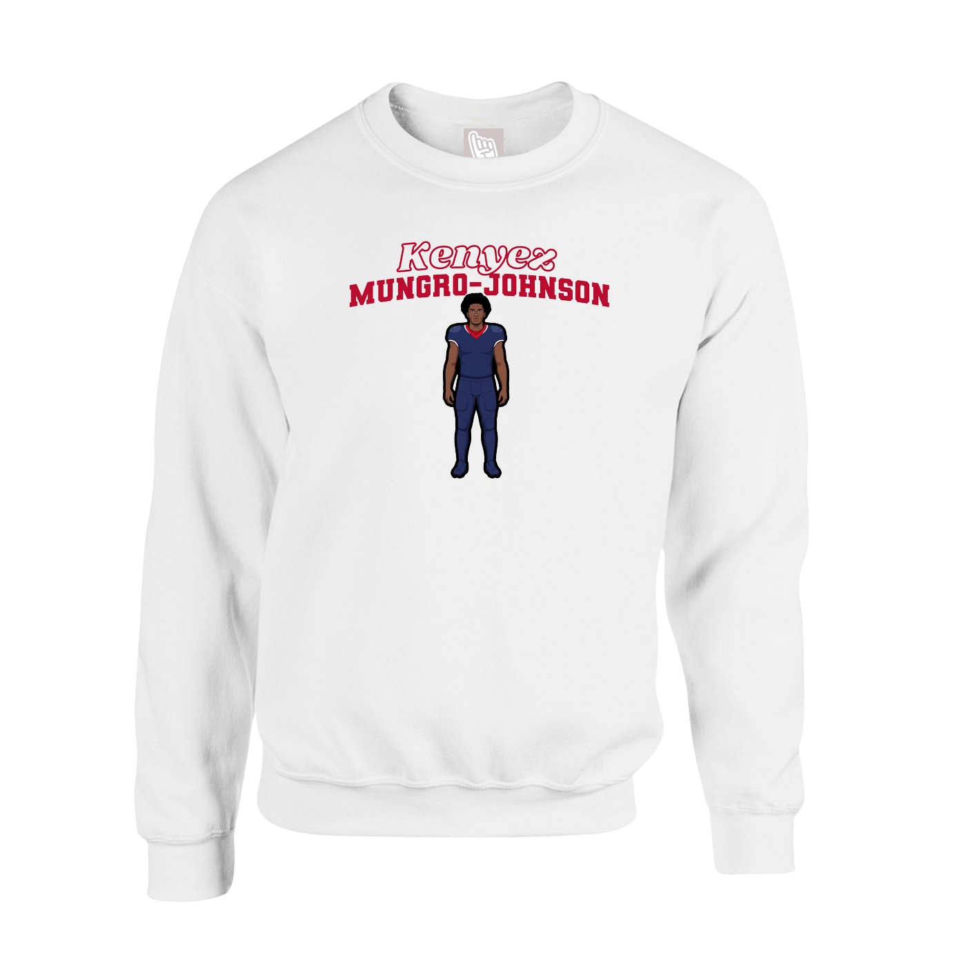 Fleece Crew — Name Arch in White