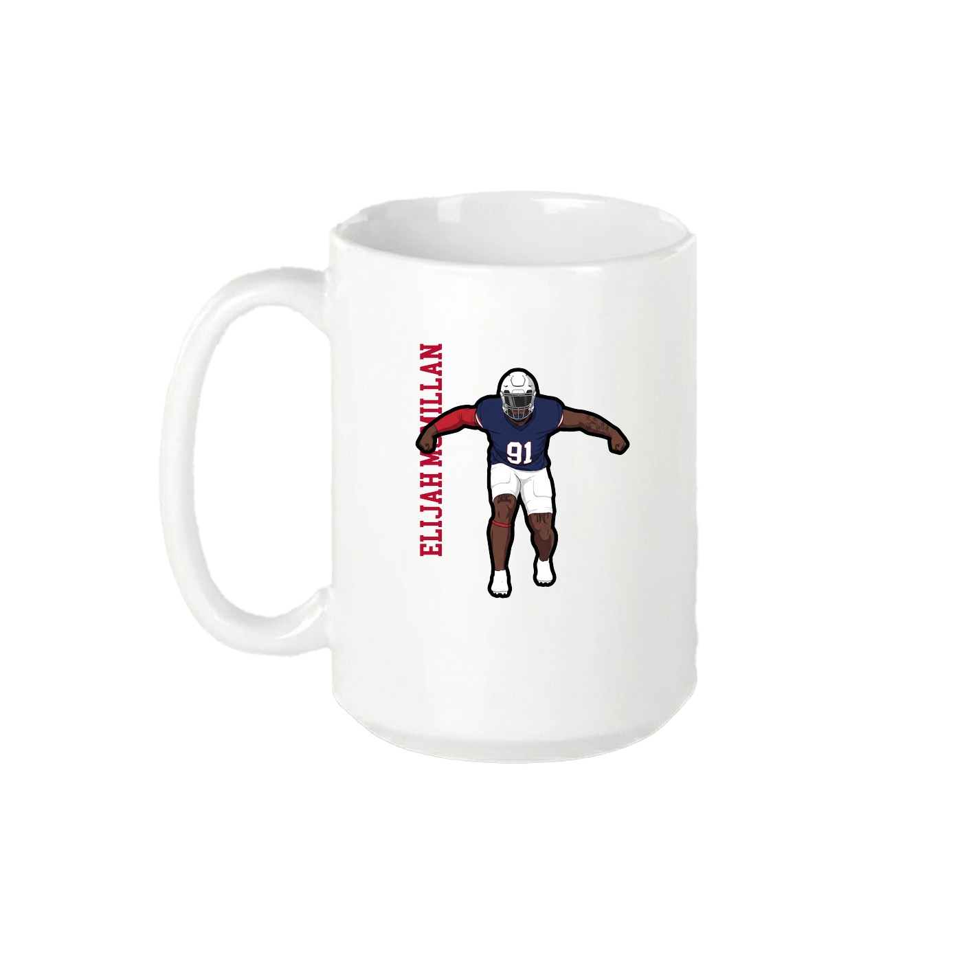 15oz Coffee Mug — Name Vertical in White