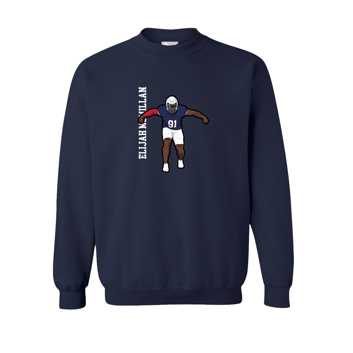 Fleece Crew — Name Vertical in Navy