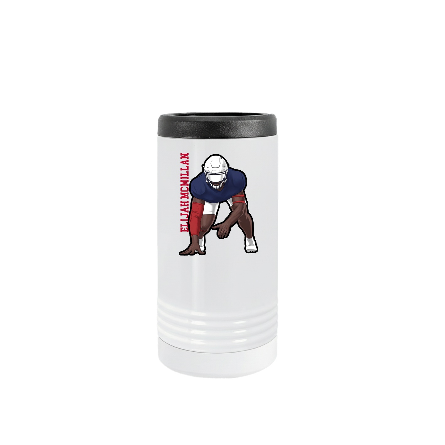 Slim Beverage Holder — Name Vertical in White