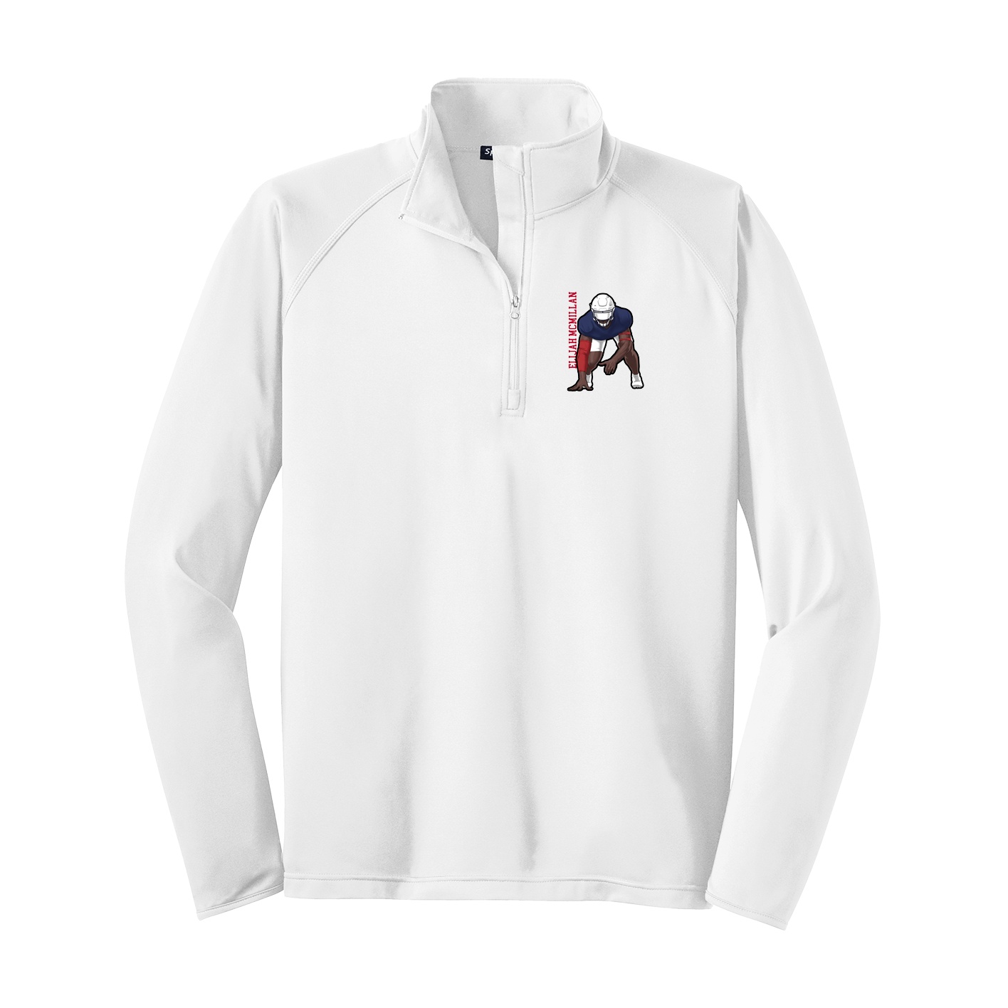 Q-Zip Pullover — Name Vertical in White