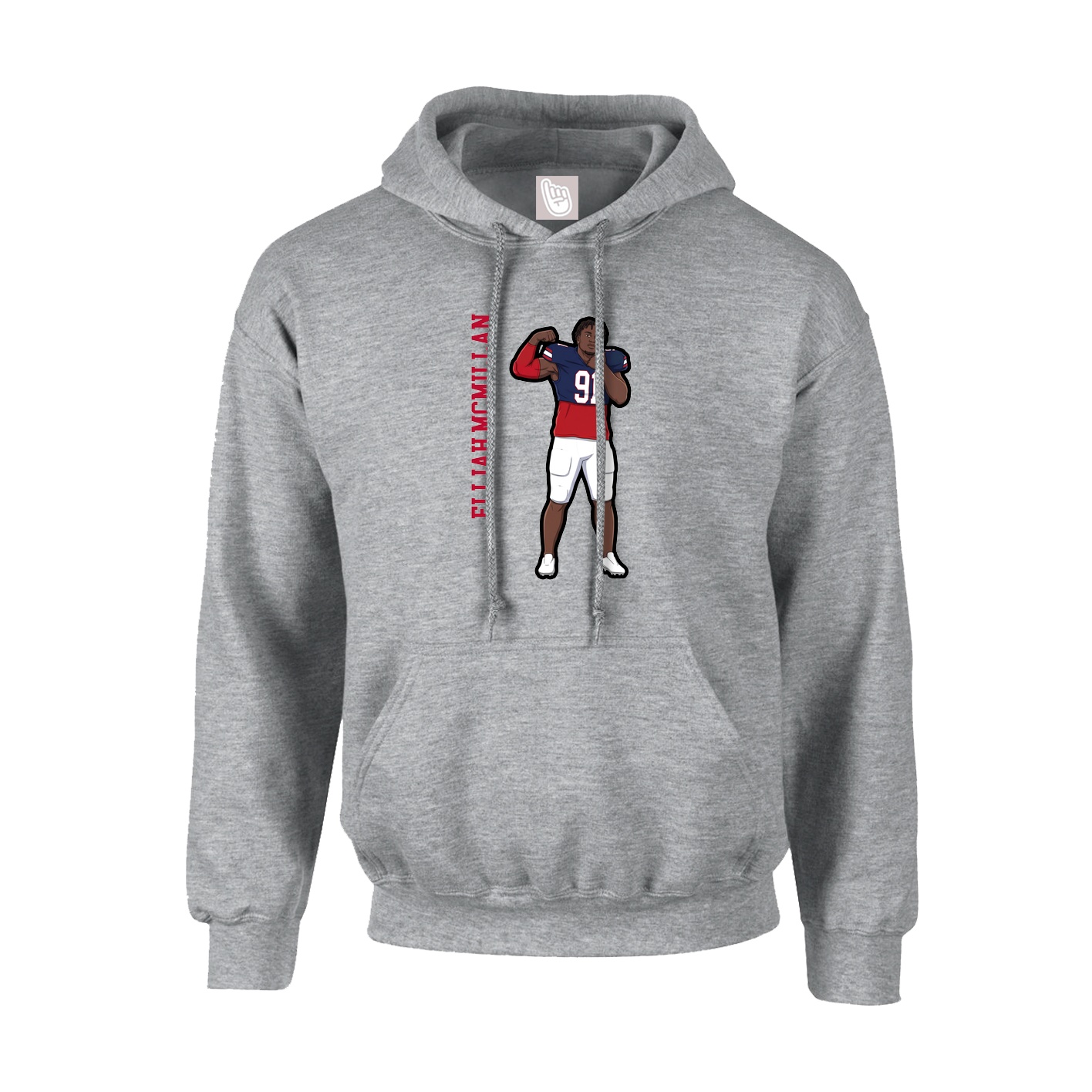 Youth Hoodie — Name Vertical in Grey