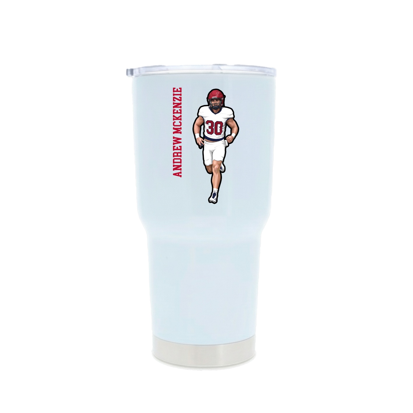 30oz Stainless Steel Tumbler — Name Vertical in White
