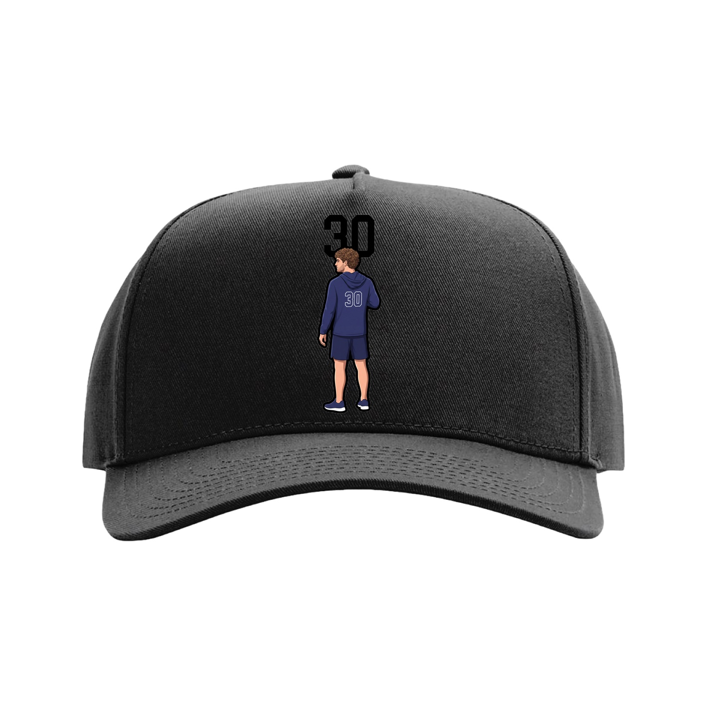 Full Fabric Five-Panel Champ Cap — Number Top in Black