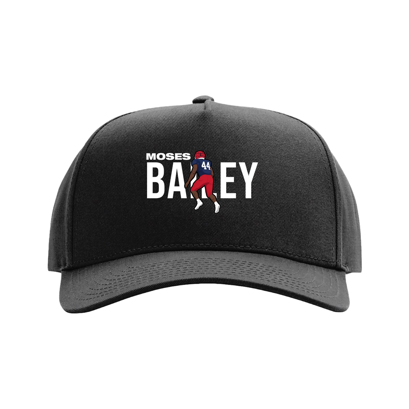 Full Fabric Five-Panel Champ Cap — Player Name in Black