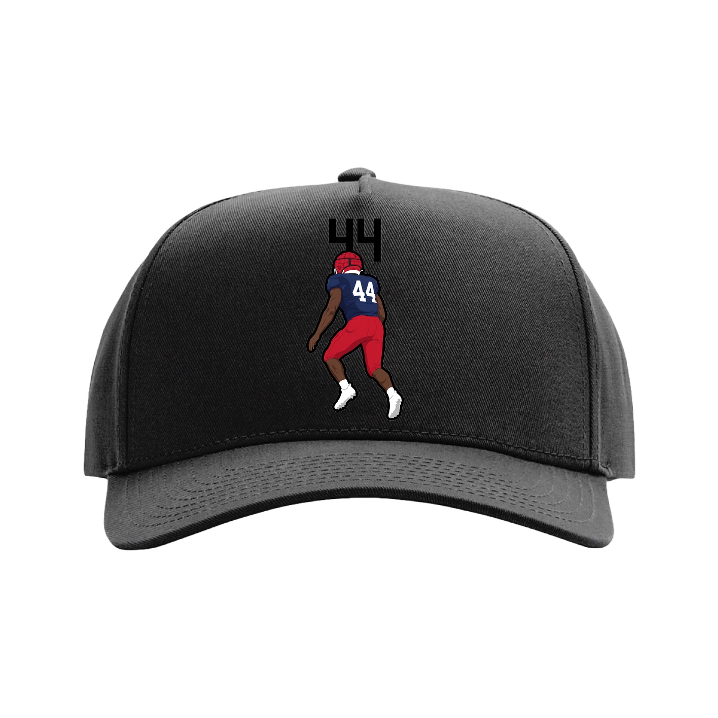 Full Fabric Five-Panel Champ Cap — Number Top in Black