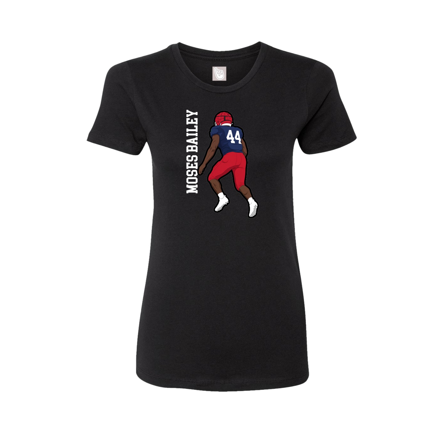 Fitted Women's Tee — Name Vertical in Black
