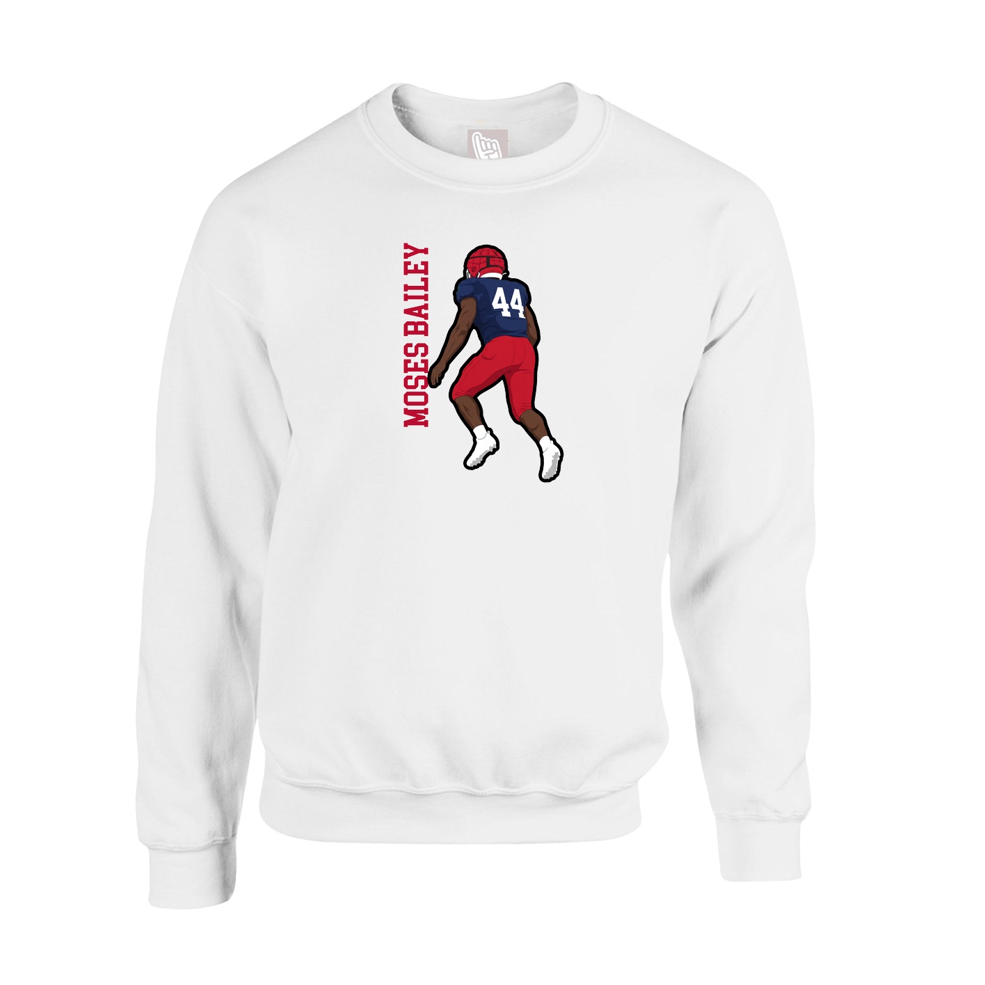 Fleece Crew — Name Vertical in White