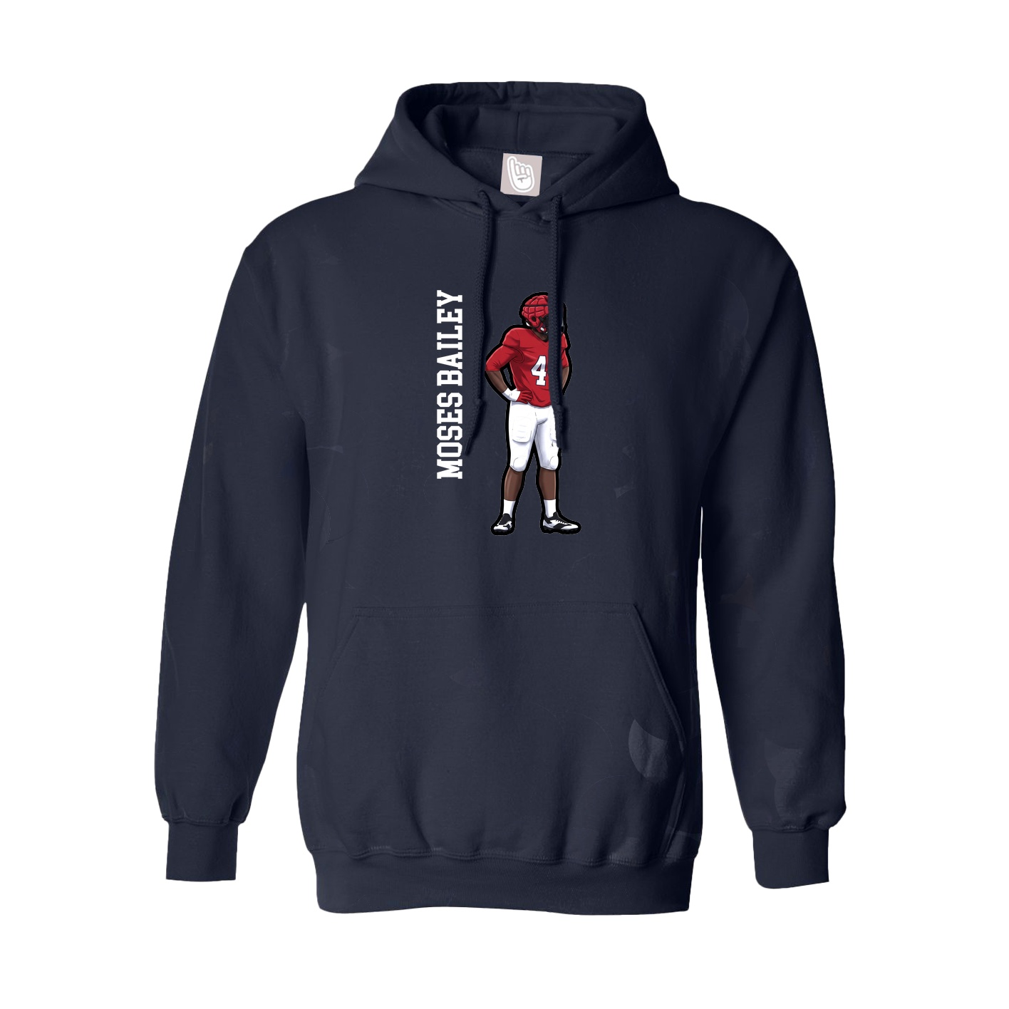 Hoodie — Name Vertical in Navy