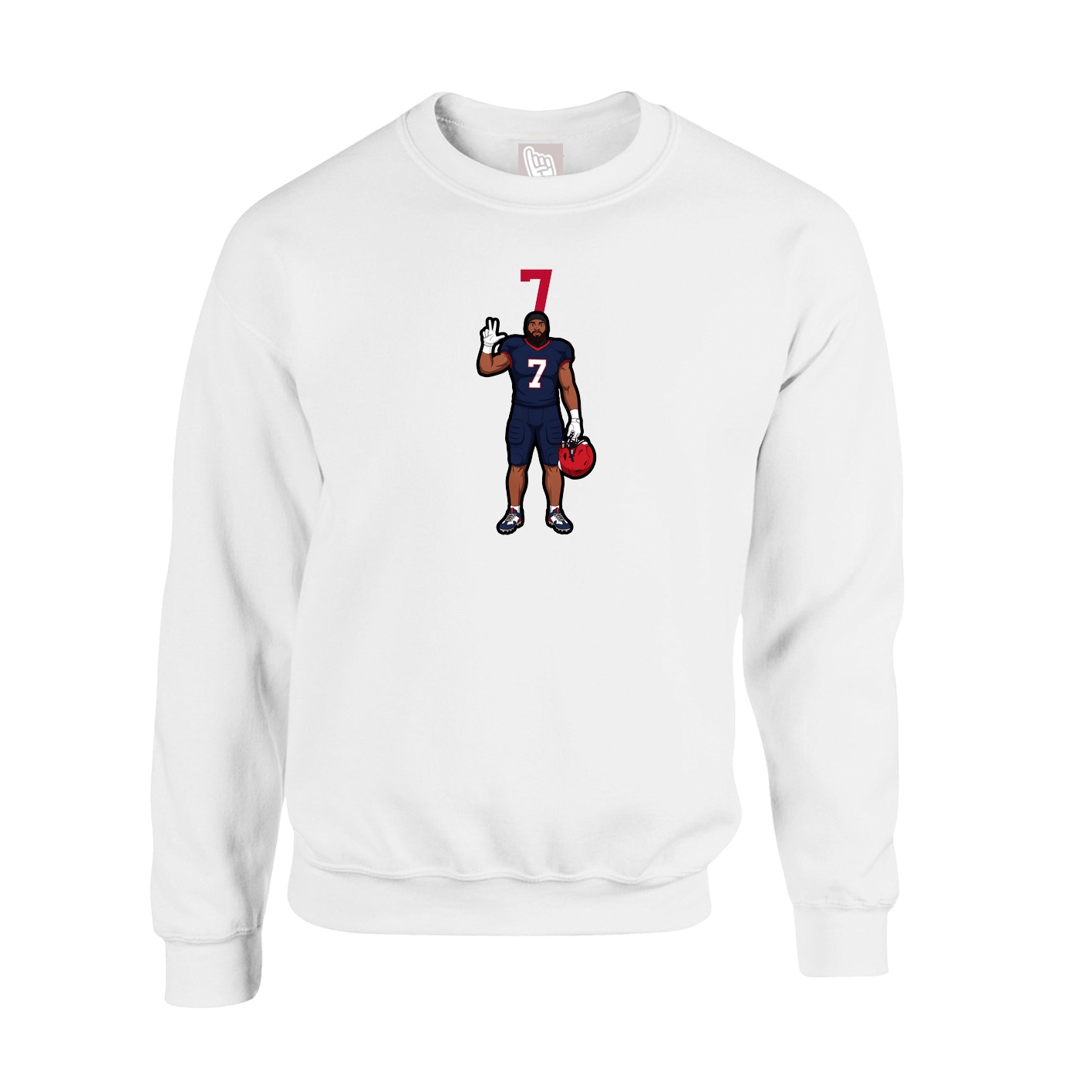 Fleece Crew — Number Top in White