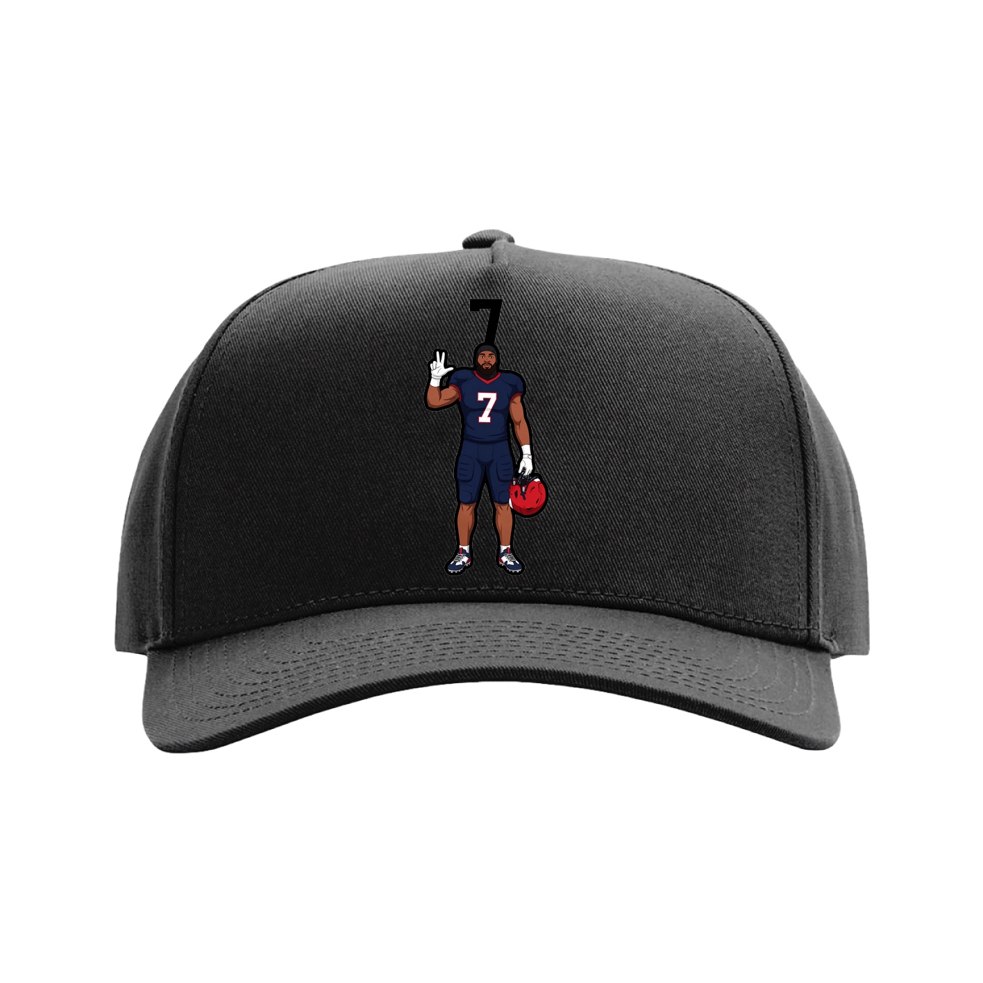 Full Fabric Five-Panel Champ Cap — Number Top in Black