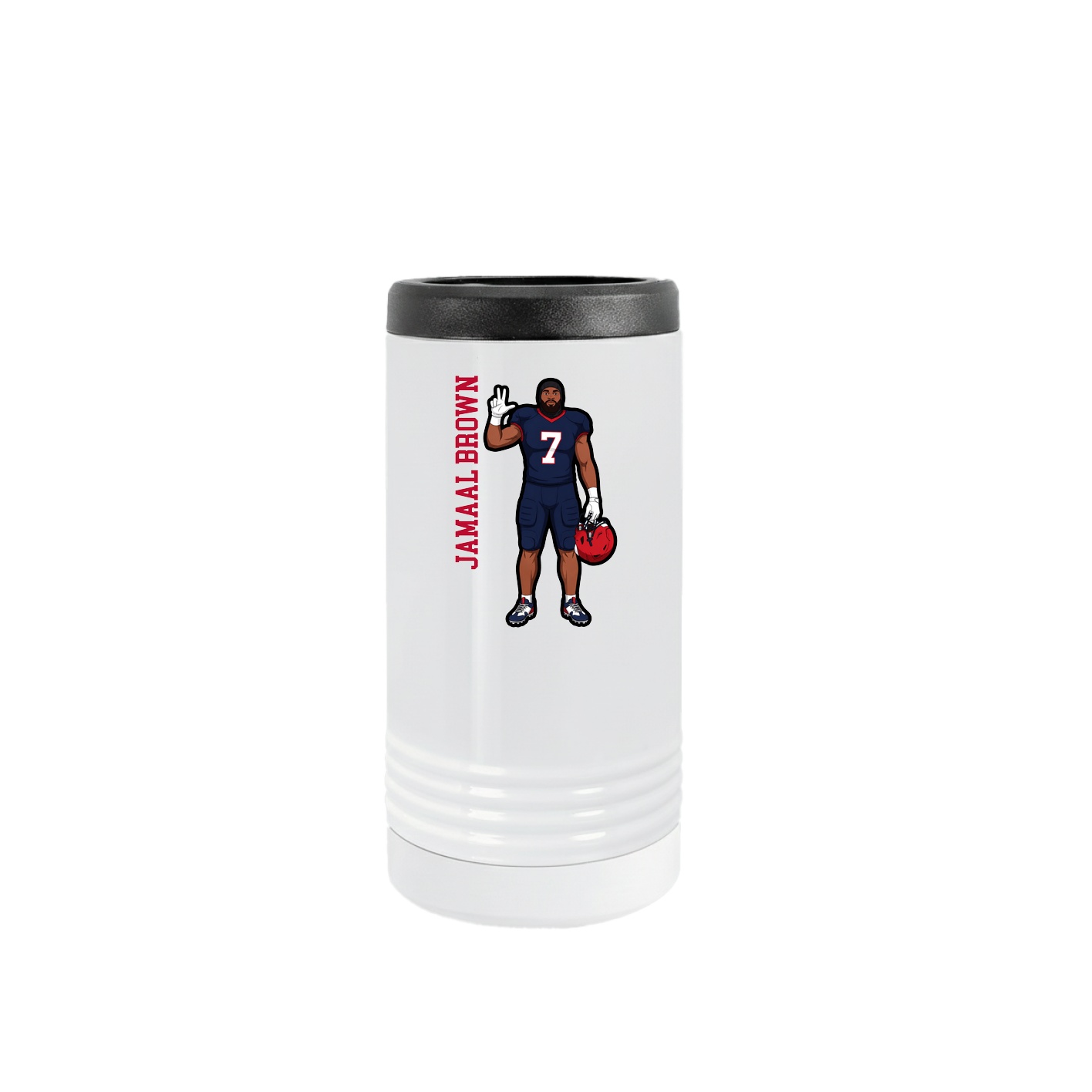 Slim Beverage Holder — Name Vertical in White