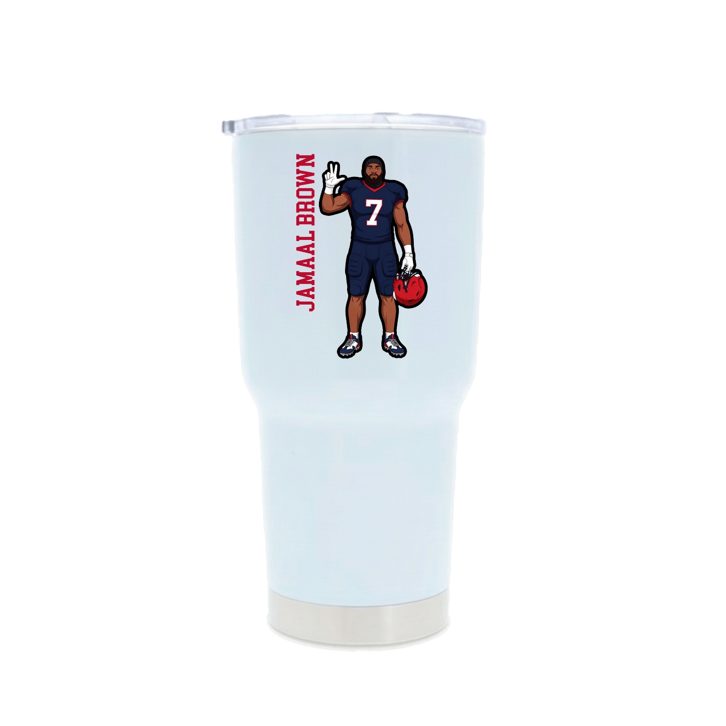 30oz Stainless Steel Tumbler — Name Vertical in White
