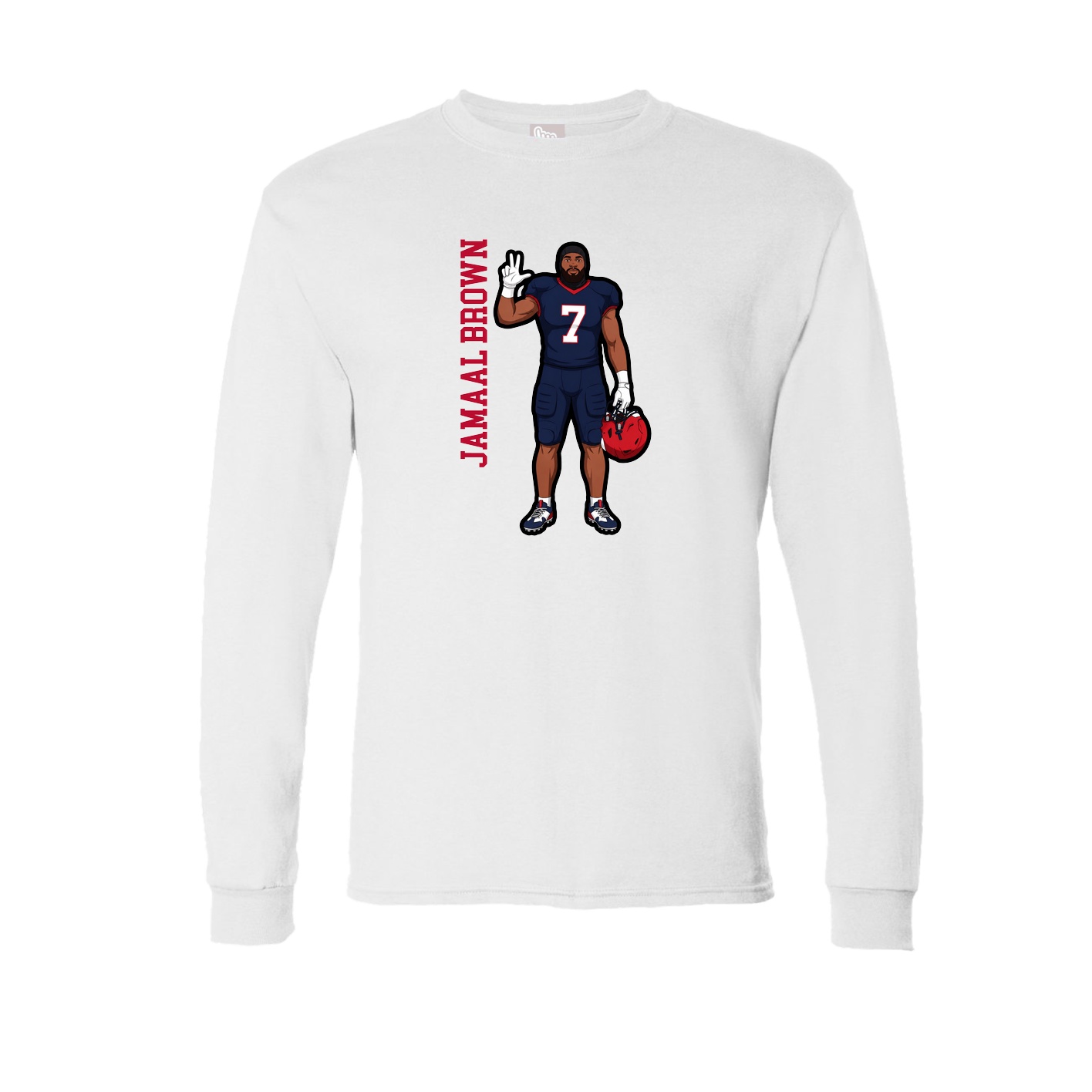 Long Sleeve Tee — Name Vertical in White