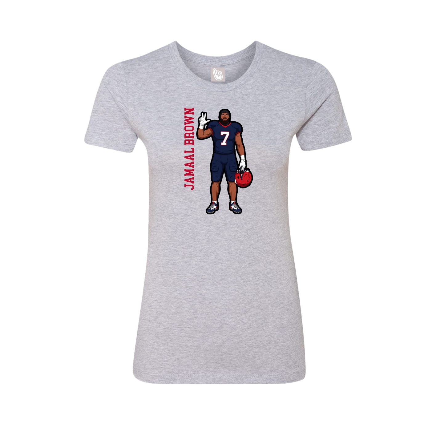 Fitted Women's Tee — Name Vertical in Grey