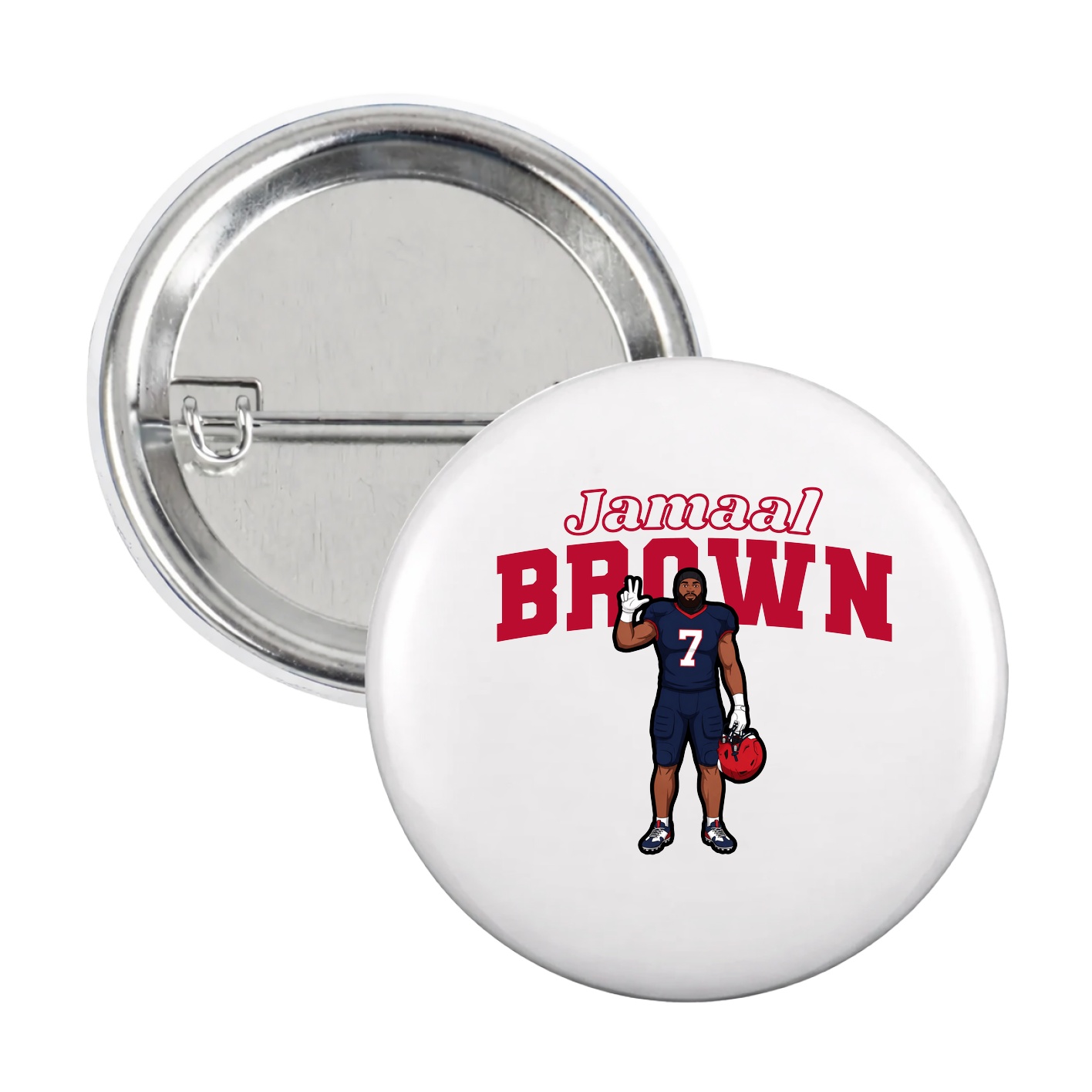 Game Day Button — Name Arch in White