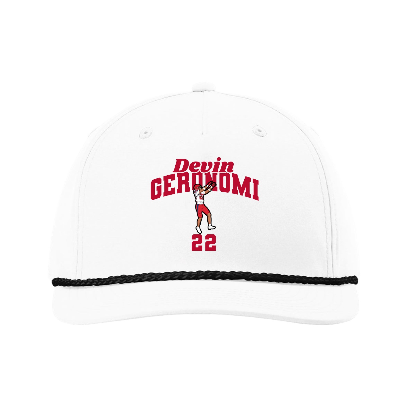 Five-Panel Classic Rope Cap — Signature Arch in White